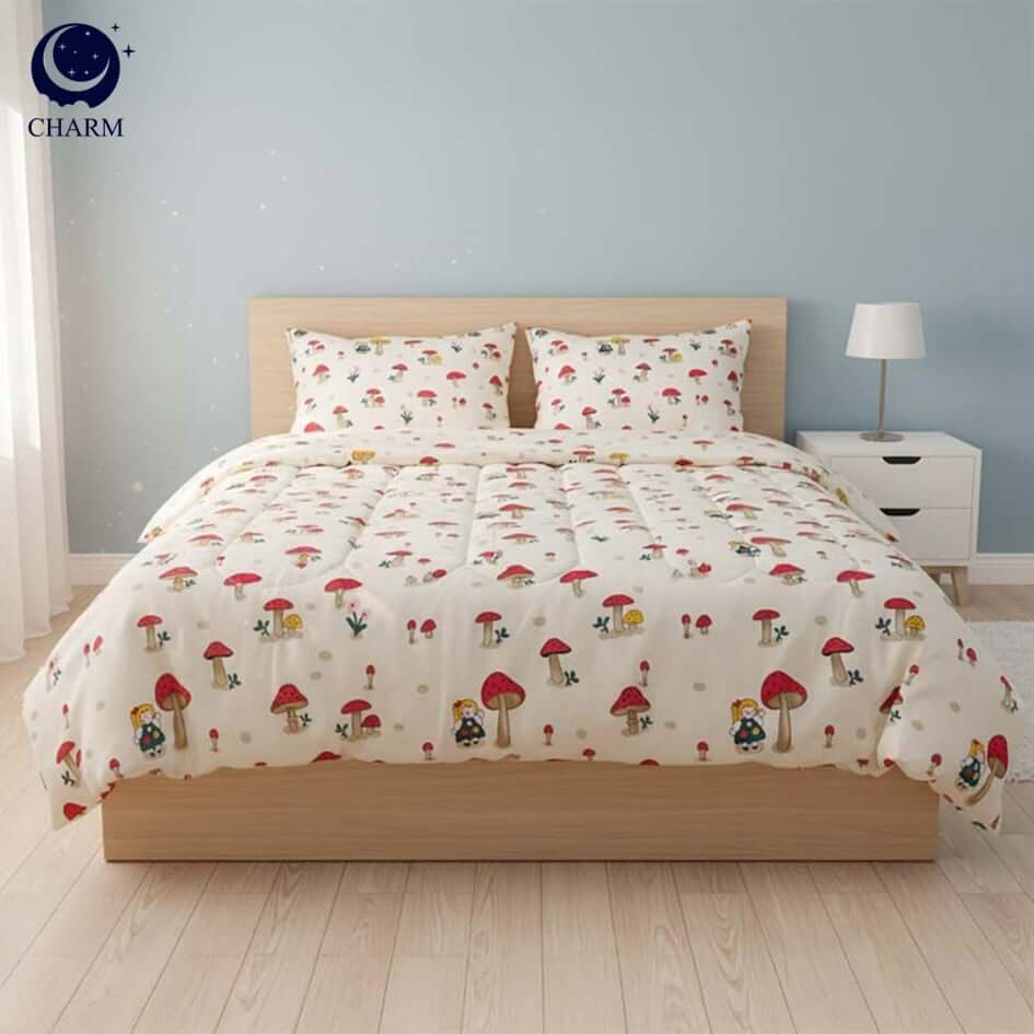 ผ้าห่มนวม CHARM คอลเลคชั่น DREAMY 5 FT SIZE 150&times;200 CM LUMI MUSHROOM DESIGN